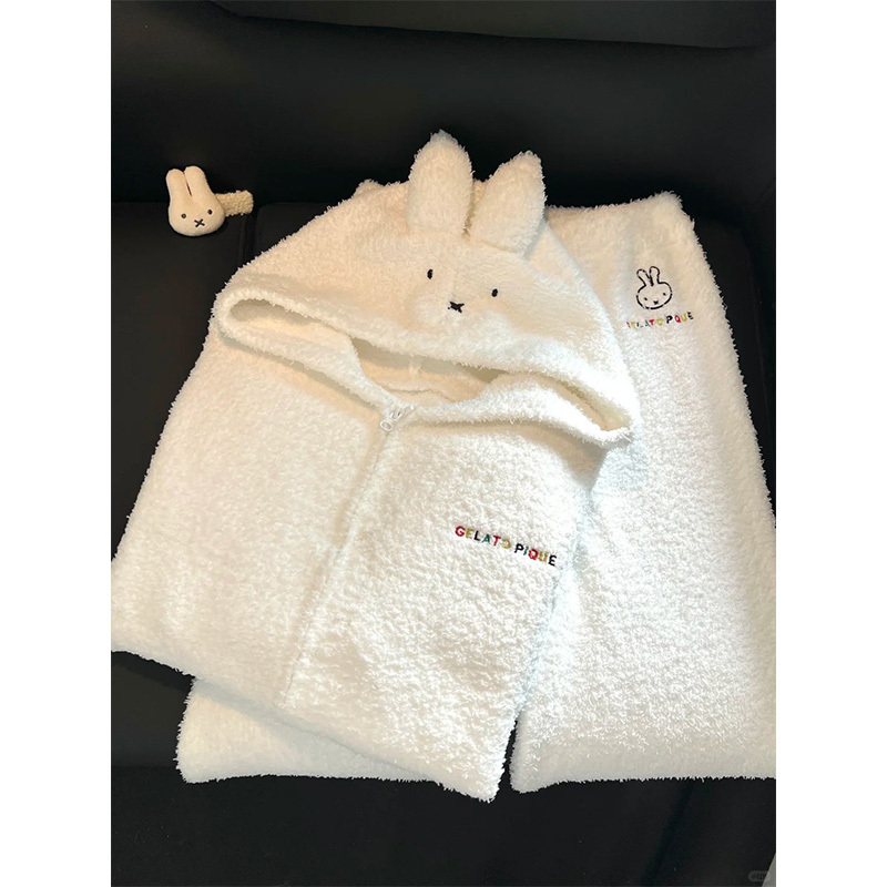 2026 New Cartoon Rabbit Coral Fleece Hooded Pajamas for Women, Autumn and Winter Half-Fleece Thickened Loungewear for Spring 2026 New Cartoon Rabbit Coral Fleece Hooded Pajamas for Women, Autumn and Winter Half-Fleece Thickened Loungewear for Spring