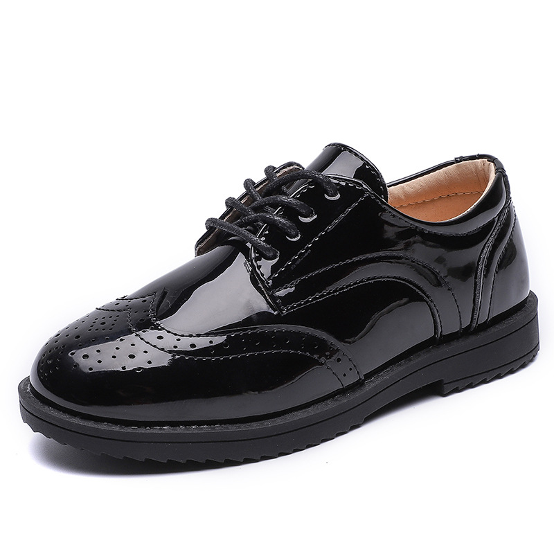 Children's Leather Shoes Black English Style Leather Interior Children's Student Performance Shoes Little Boy's Single Shoes Boy's Leather Shoes