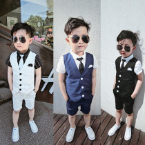 Childrens waistcoat three-piece set boy suit suit small host costume 4 summer 5 flower girl dress 8 handsome 3-year-old