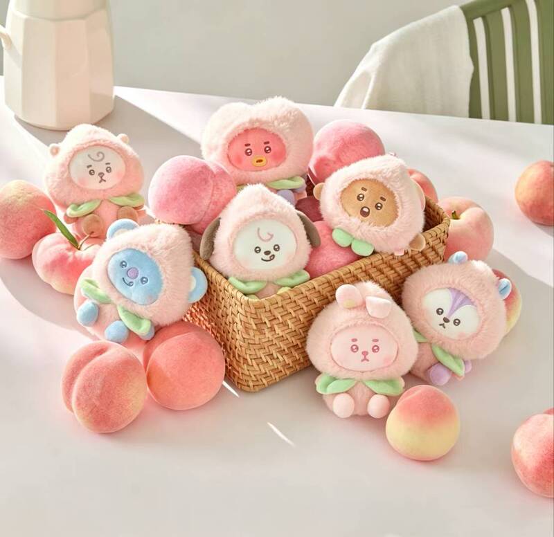 [Official Genuine] Bt21 Baby Peach Holic Series Plush Keychain Mini Stress Relief Ball
