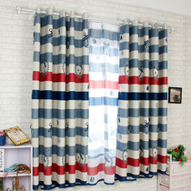 2 meters short curtain custom Mediterranean stripe childrens room Boy bedroom bay window full blackout curtain cloth finished special offer