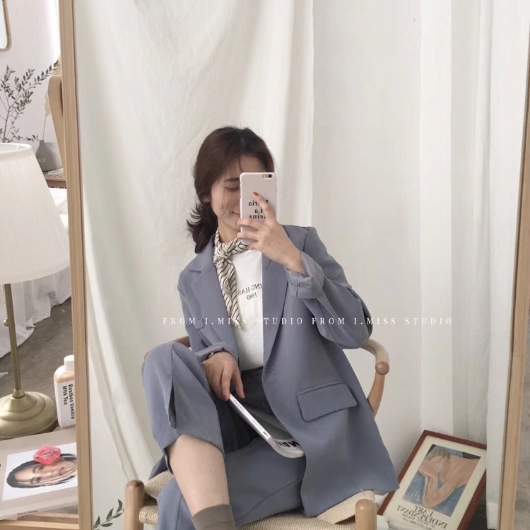 IMISS phiên bản Hàn Quốc của một chiếc áo nút retro phù hợp với nữ 2018 mùa thu mới khí chất lỏng áo sơ mi ngắn hoang dã áo vest nữ dáng dài