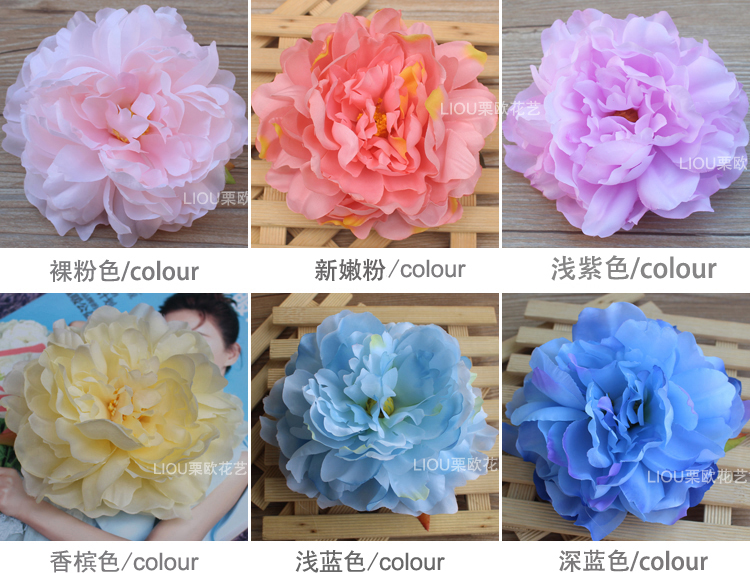 Mô phỏng Hoa mẫu đơn Hoa cưới Tường Hoa Hoa giả Hoa Nhiếp ảnh Đạo cụ Hoa trang trí Handmade DIY Mũ nón Hoa - Phụ kiện tóc kẹp nơ bản to
