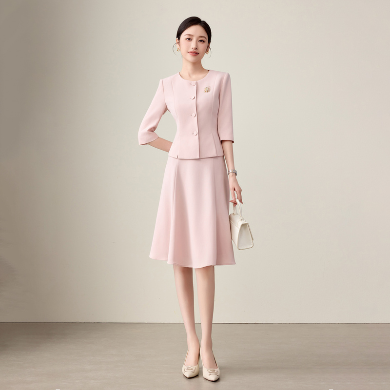 Boss Zhong's High-End Pink Suit Set 2026 New Business Attire Elegant Goddess Style Umbrella Skirt Two-Piece Set