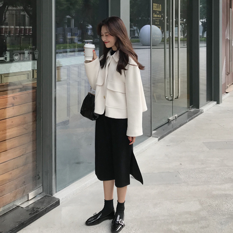 Áo khoác lửng gió trường đại học đa năng Áo len nữ mùa thu mới phiên bản Hàn Quốc của áo sơ mi dài tay sang trọng dành cho sinh viên mẫu áo dạ đẹp