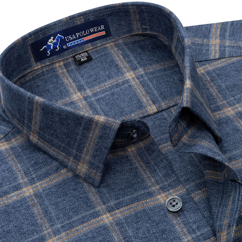 Mamqiu Paul Men's Long-Sleeved Pure Cotton Plaid Spring & Fall Casual Cotton Loose-Fitting Shirt for Middle-Aged and Elderly Dads