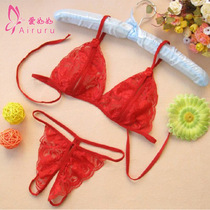Sexy free three-point bra sex underwear Transparent show passion suit Pajamas tease blood dripping children temptation