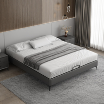 Hotel bedside bed frame modern simple leather bed without backrest bed frame pneumatic storage without bedside small apartment