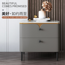 Italian minimalist rock board bedside table light luxury wind simple modern Nordic bedroom solid wood paint small side cabinet