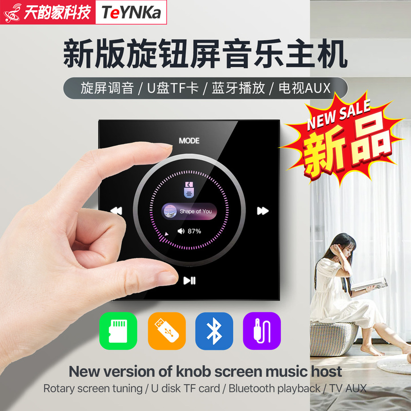 Home Background Music Host 2K86 Type Bluetooth Audio Controller Panel System Set Hotel Shop Knob Screen