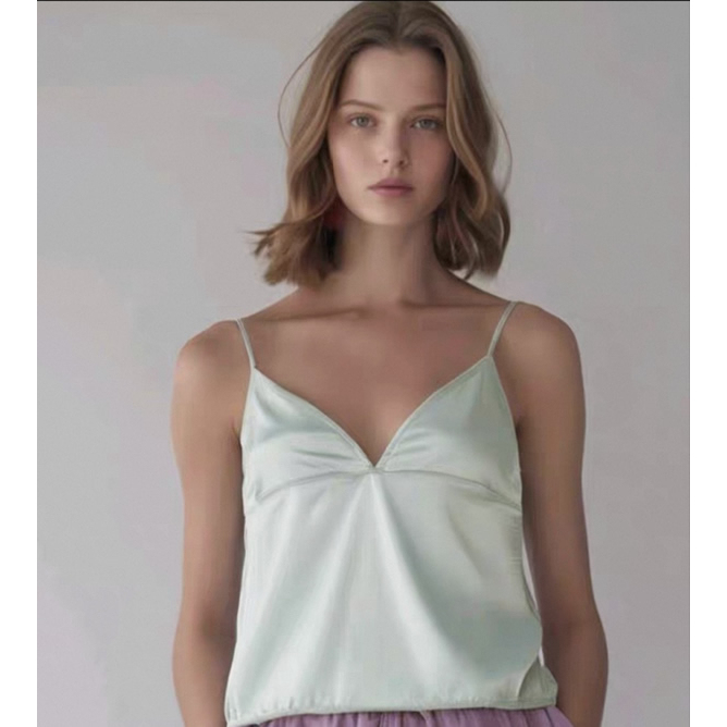 Za-1013 Spanish Z Fast-Fashion Women's Simple and Versatile Green Camisole Top
