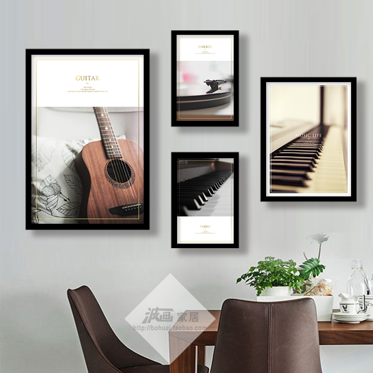 ins Nordic piano guitar training course book room hanging painting living room instrument combined music studio decoration mural
