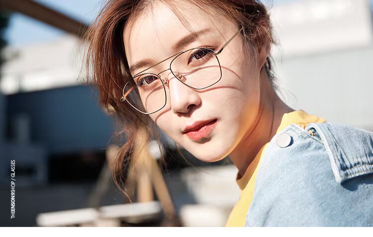 Enson9 thí điểm hộp lớn 蛤蟆 gương phẳng nam nữ bằng kim loại retro mặt tốt với kính cận thị kính gm southside