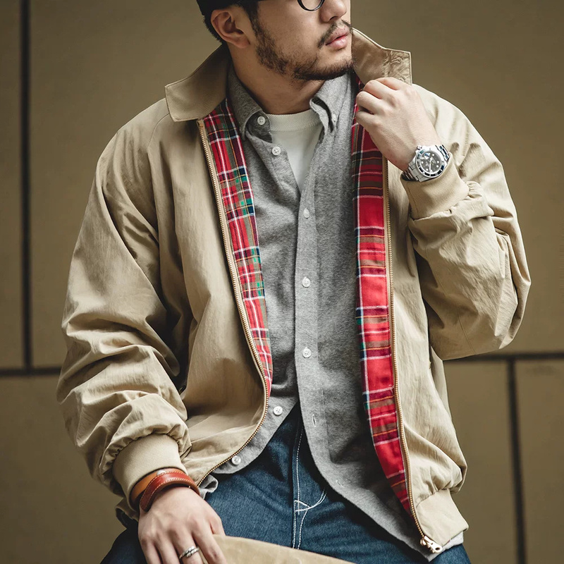 Madden Workwear American Retro Stand Collar G9 Harrington Jacket Vintage Biker Harrington Coat Men's Autumn Madden Workwear American Retro Stand Collar G9 Harrington Jacket Vintage Biker Harrington Coat Men's Autumn