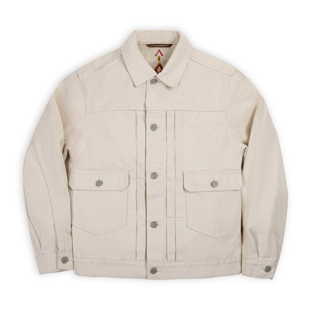Madden Workwear American Retro ຮຸ່ນທີສອງ Denim Jacket Ami Khaji Beige Washed Denim Jacket Men's Spring
