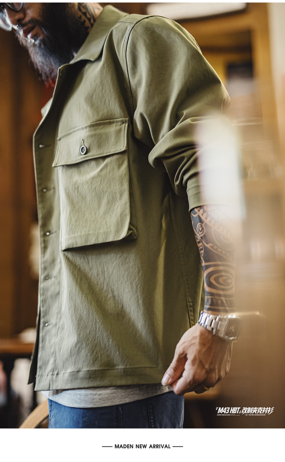 MADEN M43 Army Green Pocket Shirt Jacket