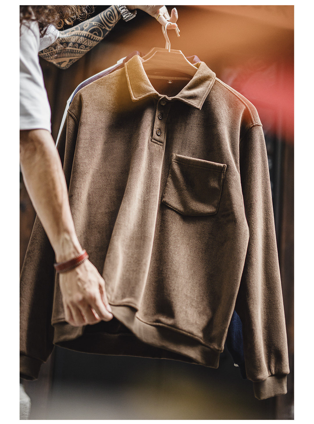 MADEN Corduroy Loose Pullover Sweatshirt