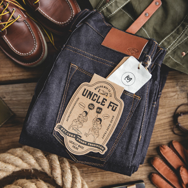 Madden Workwear American Retro Raw Selvedge Denim Jeans Amekaji Heavy Denim Straight-Leg Pants for Men Spring Madden Workwear American Retro Raw Selvedge Denim Jeans Amekaji Heavy Denim Straight-Leg Pants for Men Spring