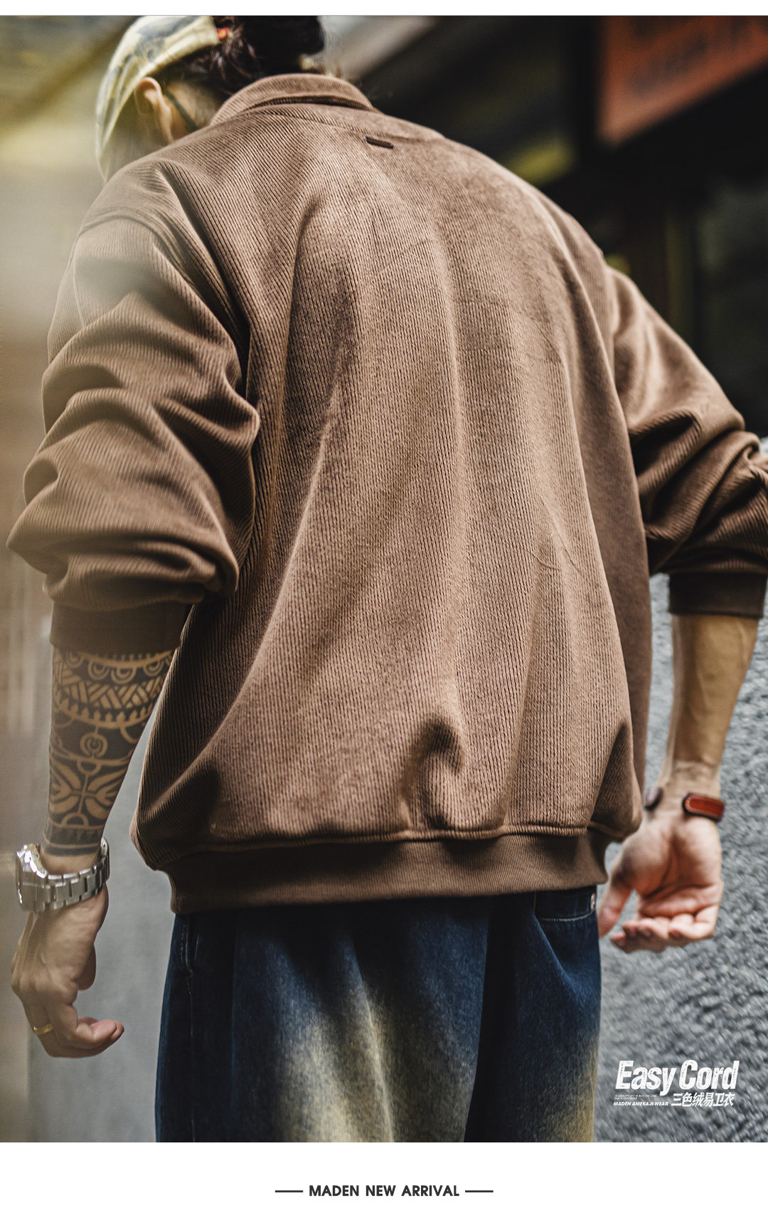 MADEN Corduroy Loose Pullover Sweatshirt