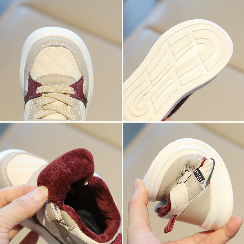 Humm Humm Little Baby Girl's Dad Shoes Size 1-6, Sneakers for Boys, Double Cotton with Fleece Lining, Warm for Autumn and Winter