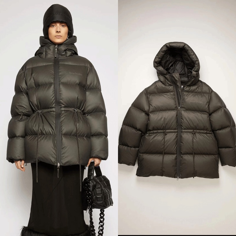 New Autumn and Winter Women's Thickened Warm Loose-Fitting Waist-Tie Long-Sleeve Hooded Short Solid Color Fashion Designer Jacket