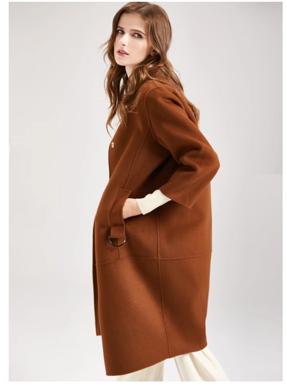 Áo châu Âu làm bằng tay áo hai mặt cashmere mùa đông dài ba phần tư tay áo len chia áo len - Trung bình và dài Coat