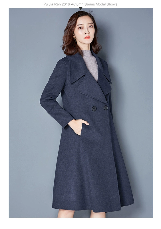 Quần áo sang trọng của phụ nữ châu Âu 2019 mùa thu và mùa đông Hàn Quốc áo khoác len hai mặt dài giữa - Áo khoác dài