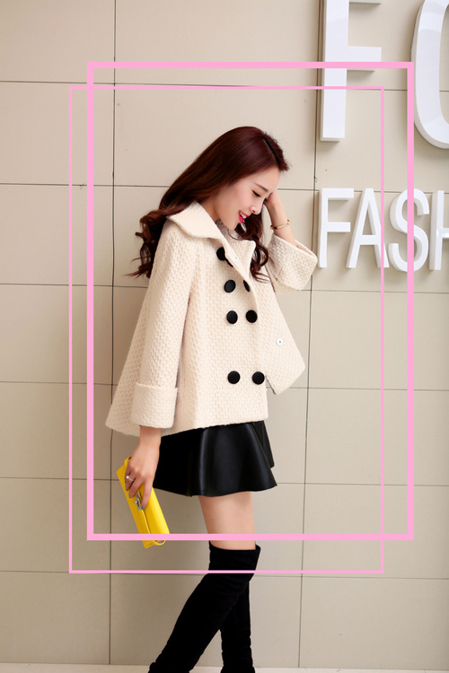 Mùa xuân và mùa thu Phiên bản Hàn Quốc của áo khoác len kiểu cape ngắn Chất khí mỏng thanh lịch nhỏ hương thơm gió áo len của phụ nữ - Áo khoác ngắn áo khoác dài nữ