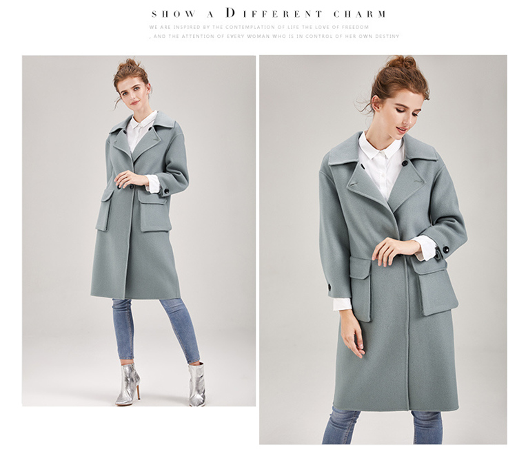 Áo len lông cừu ga châu Âu 2018 thu đông Châu Âu và Hoa Kỳ áo dài hai mặt áo cashmere - Áo len lót đôi áo khoác dài nữ