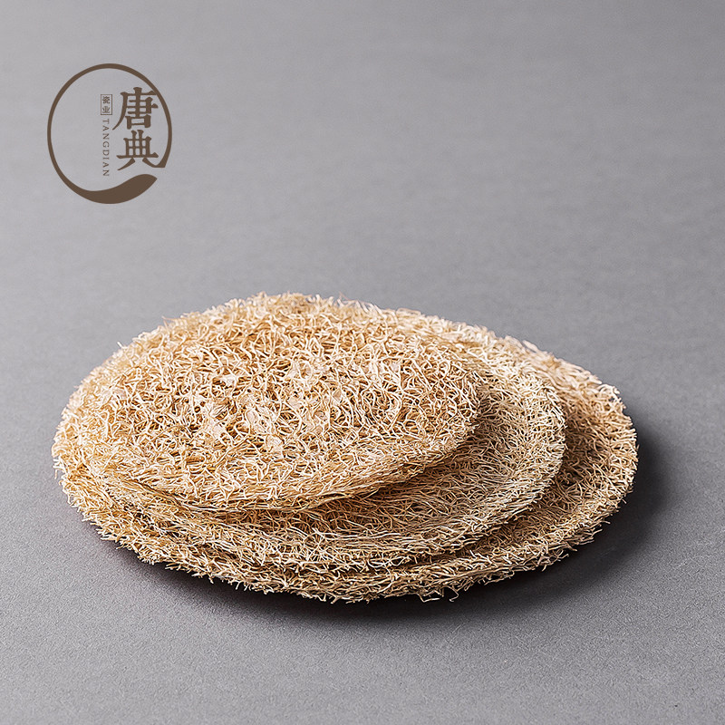 Tea cup natural pot cushion round silk melon cushion large number silk melon sponge tea with tea path accessories Nourishing Pot cushion thermal insulation cushion