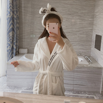 Autumn and winter Korean version net red coral velvet sexy lady sleepwear flannel winter pyjamas bath towels lengthened section