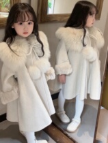 Girls Woolen Coat Autumn and Winter 2023 New Childrens Christmas Clothing Plus Velvet Coat Girls Padded New Years Clothes Fashionable