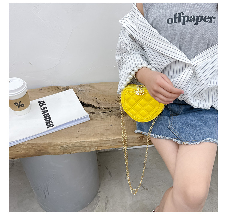 New children's small round bag 2021 new style fashionable diamond-shaped little Chanel mini single-shoulder bag chain stylish crossbody bag undefined