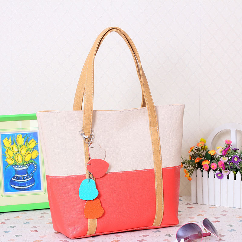 Large Capacity Women Shoulder Bag Two spell candy color female bag Fashion Lady Women Leather Bag 18 Large Capacity Women Shoulder Bag Two spell candy color female bag Fashion Lady Women Leather Bag 24