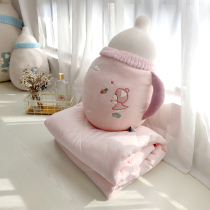 Candy color baby bottle pillow small quilt cute girl heart student lunch break folding two-in-one pillow
