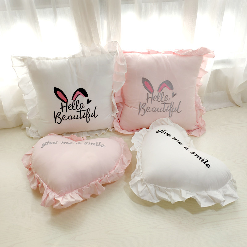 Washed cotton lotus leaf side small fresh field Garden Wind Hug Pillow Headgear Can Be Detached Wash Bedroom Decorative Love Leaning On Pillow Bed