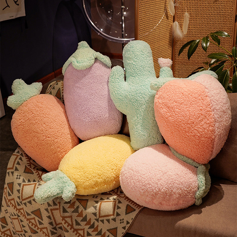 Soft Bubble Suede Strawberry Cactus Eggplant Cuddle Pillow Sofa Bedroom Children Room Leaning Pillow Bedside Cushions to decorate pillows