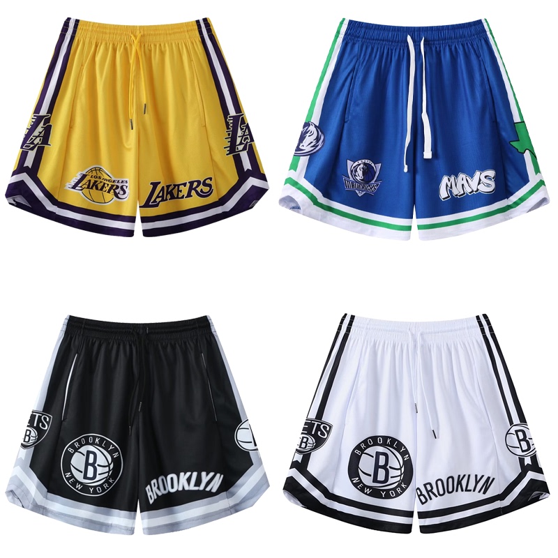 Brooklyn Nets Shorts Men's Basketball Quarter-Length Shorts American Sports Mavericks Loose Training Shorts Quick-Drying Breathable Summer Trendy