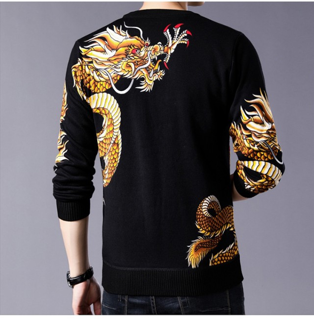 Áo len cashmere nam cộng với áo len dày in nhung mùa đông cổ tròn áo len trung niên có hoa văn ấm áp áo len nam áo gile nam