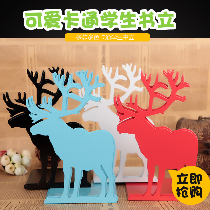 Korean Creative Book Stand Giraffe Shaped Cartoon Cute Thickened Iron Book Stand Metal Bookshelf Gift 2 Pieces