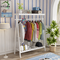  Coat rack floor-to-ceiling new bedroom solid wood hanger simple clothes rack Korean household multi-function shelf
