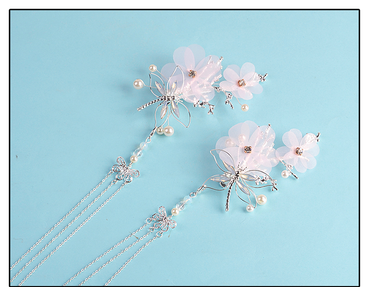 Hanfu tiara tua bước phong cách cổ xưa trang sức cổ tích vẻ đẹp trang phục kẹp tóc đẹp 蜻蜓 cổ tích ngọt ngào phụ kiện ảnh tóc - Phụ kiện tóc kẹp tóc nơ