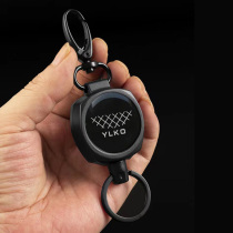 Wire rope functional wind retractable key pendant ring nylon anti-lost and anti-theft key chain buckle ring easy-pull buckle hanging buckle