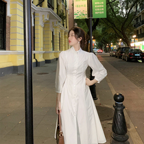 2022 Early spring New design Sensation Small Crowdshirt Skirt Woman style collection waist retro long section white dress dress