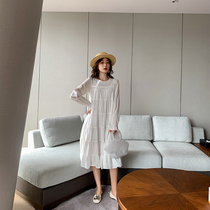 2021 early spring new long sleeve base skirt super fairy sweet skirt white dress female fairy temperament female