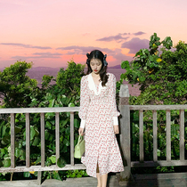 2022 Spring Dress New Womens Law Style Collection Waist Display Slim Temperament Long Sleeves Snow-spun Broken Flower Dress Dress