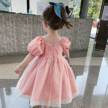  Summer clothes 2021 new childrens clothes western style princess dress girls dress bubble sleeves female baby mesh skirt female
