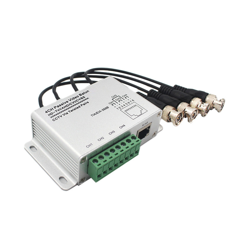 Monitoring 4-way lightning protection twisted pair transmitter 4-way analog coaxial film BNC transits RJ45 network route transmission