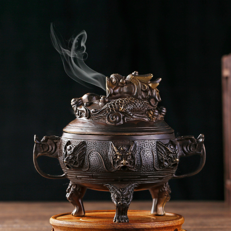 銅香炉 純銅九龍戯珠香薫炉 九転乾坤炉 置物 アンティーク | www