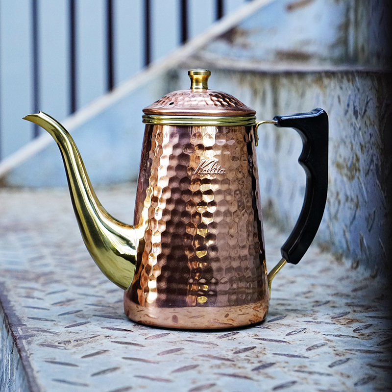 Japan kalita Kalita handmade coffee maker hand punching pot with long mouth pure copper-made coffee apparatus suit kettle